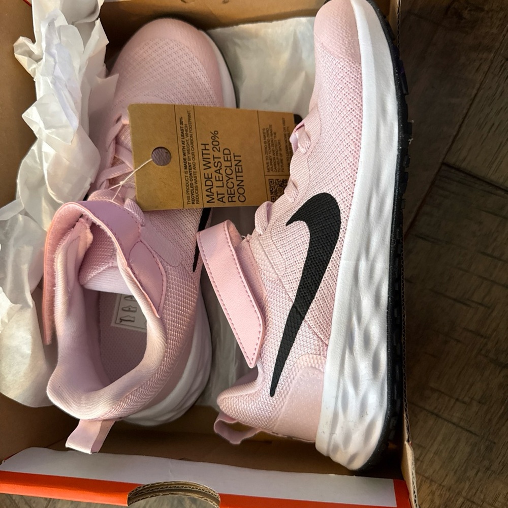 Nike Kids Light Pink Sneakers with Black Swoosh